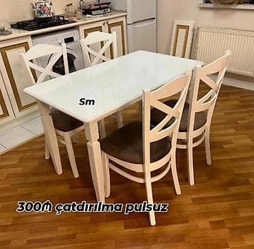 tabletka stul: Mətbəx üçün, Yeni, Açılmayan, Dördbucaq masa, 4 stul — 3