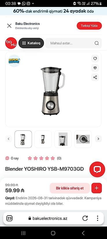 Yoshiro MixMagic M9703GD stasionar blender - Şüşə qab: qalın, şəffaf — 4