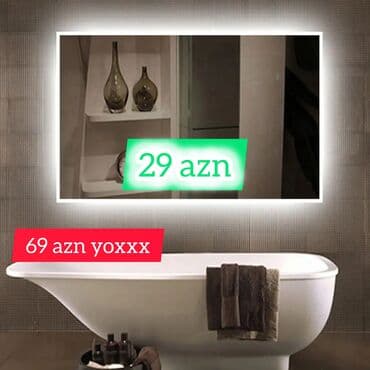 yapışqan guzgu: Güzgü Divar üçün, Düzbucaqlı, Arxa işıqlı — 1