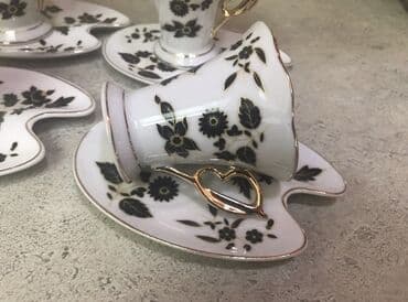 фольксваген джетта 6: Qəhvə dəsti, rəng - Ağ, Şüşə, 6 nəfərlik, Yaponiya — 1