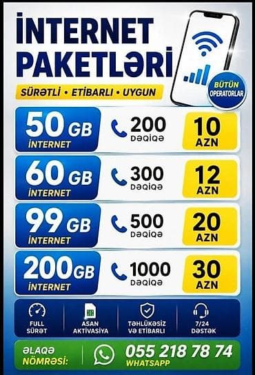 limitsiz internet: İnternet paketləri – sürətli, etibarlı və uyğun. Bütün operatorlar — 1