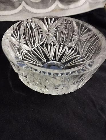 biskvit qablari: Kəsma naxışlı şüşə/kristal qab - Material: qalın, şəffaf şüşə — 1