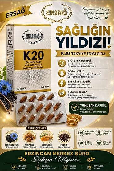leykan kapsul: ERSAĞ K20 – Çörəkotu yağlı yumşaq kapsul Məhsul haqqında: - Adı — 2