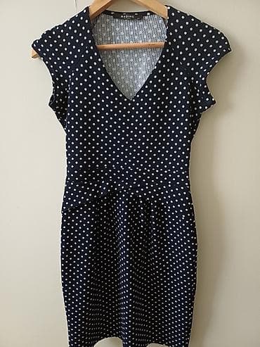 prada eynək: NADINE marka qadın paltarı - Rəng: tünd göy, ağ xallı (polka dot) - — 2