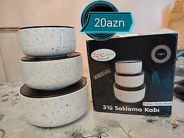 Mətbəx və ev aksesuarları setləri - 3’lü saxlama qabı – İlkay