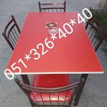 stol və stul dəstləri: Yeni, Dördbucaq masa, 4 stul, Açılmayan, Stullar ilə, Metal, Azərbaycan — 11