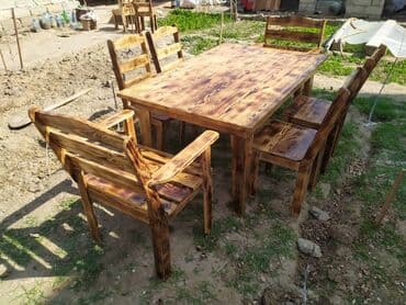 Ev üçün mebel: Bağ evləri, restoran (kafe pub ) üçün taxta masa ve oturacaq — 2