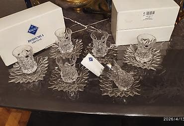 Çay dəsti, rəng - Ağ, Xrustal, Bohemia, Çexiya