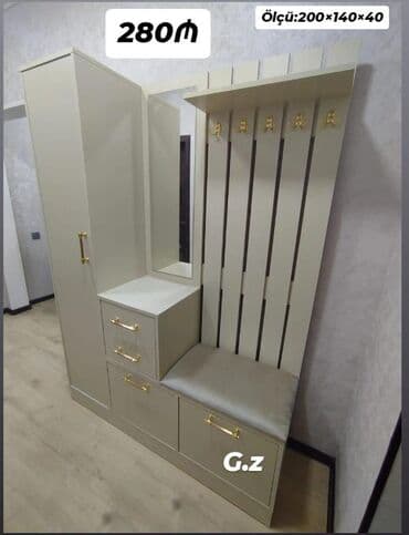 Sifarişlə masalar: Dəhliz üçün funksional mebel dəsti - Ölçü: 200×140×40 sm (şəkildə — 1