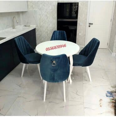 ders masaları: Qonaq otağı üçün, Yeni, Açılmayan, Yumru masa, 4 stul — 1