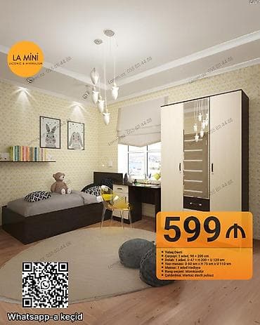 mini skaf: LA MİNİ yataq dəsti – 599 ₼ Tərkib: - Çarpayı: 1 ədəd, 90 × 200 sm - — 1