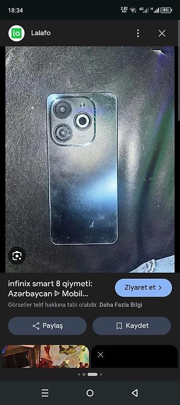 Infinix Smart 8, 128 GB, rəng - Qara, Face ID — 3