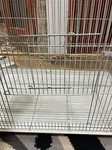 afcarka bala: Böyük ölçülü quş qəfəsi - Material: möhkəm metal tor, ağ rəng - — 5