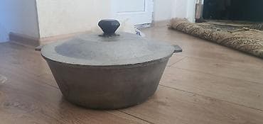 cuqun qazan: Qazan, rəng - Gümüşü, Çuqun, 32 sm — 1