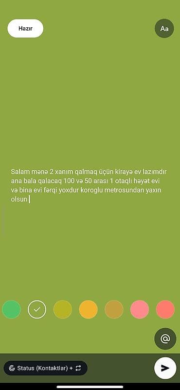 Axtarılır: 2 xanım (ana və uşaq) üçün kirayə mənzil. Tələblər: - 1 lalafo.az -da Axtarılır: 2 xanım (ana və uşaq) üçün kirayə mənzil. Tələblər: - 1