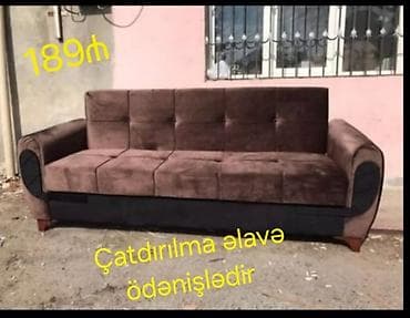 divan uzlukləri: Qəhvəyi rəngdə 3 nəfərlik divan - Yumşaq, toxunuşu rahat parça üzlük — 2