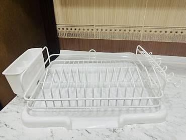 paltar qurutma asilqani: Süzgəcli qab-qacaq qurudan rəf - Rəng: ağ - Material: metal karkas — 10