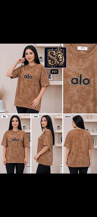 yeni geyim: Qadınlar üçün oversize t-shirt kolleksiyası - Model: Qısaqoll, düz — 2