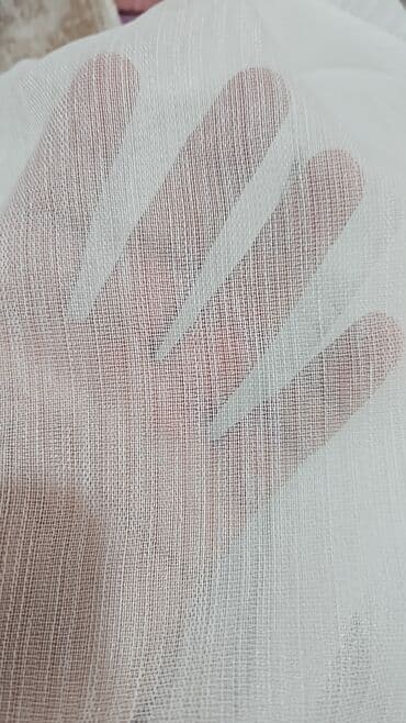 zal üçün pərdələr: Ağ rəngli, incə toxunuşlu tull pərdə/parça - Material: şəffaf, yüngül — 3