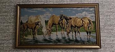 dollar sekilleri: Divar üçün tablo – “Göllükdə atlar” kompozisiyası - Texnika — 2