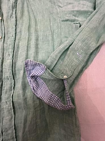 kətan köynək kişi: Köynək, L, rəng - Yaşıl — 2