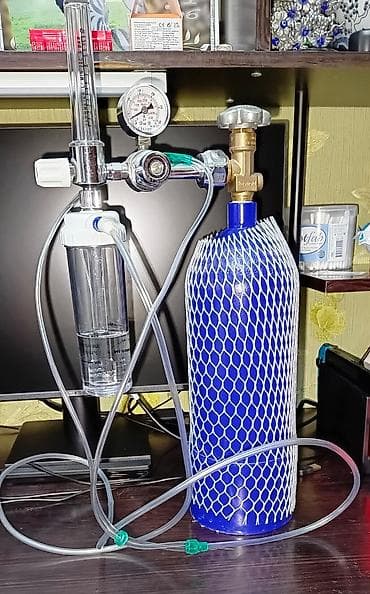 Oksigen balonu və axın tənzimləyicisi komplekti - Mavi metal oksigen