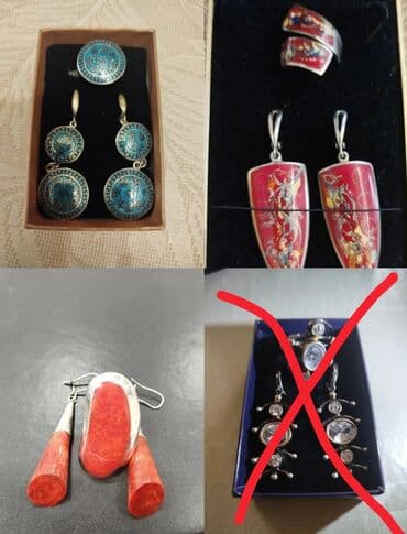 Zərgərlik dəstləri və sırğalar kolleksiyası - Emal işləməli