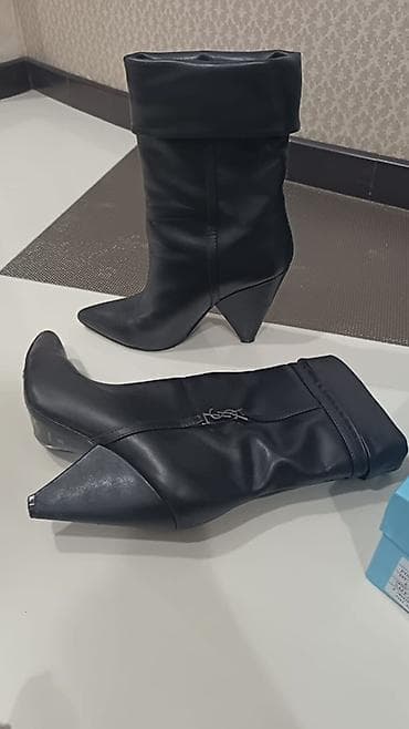 ysl canta: Saint Laurent Paris qadın çəkmələri - Material: hamar qara dəri — 1
