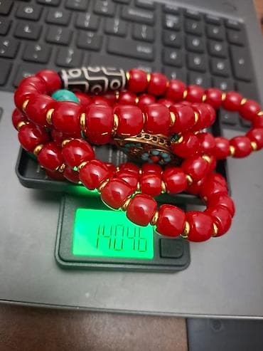 Qol saatları və aksesuarlar: Şirə mərcan eleqant boyunbağı - Üzükvari iri şirə mərcan muncuqlar - — 6