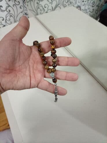 Ювелирные изделия: Təbii daş təsbeh - Material: qəhvəyi tonlarda təbii daş muncuqlar — 5