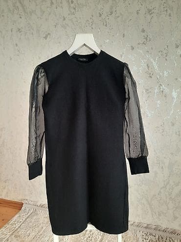 Qara rəngli dizüstü paltar - Klassik düz kəsim, dairəvi yaxa - Bədən — 1