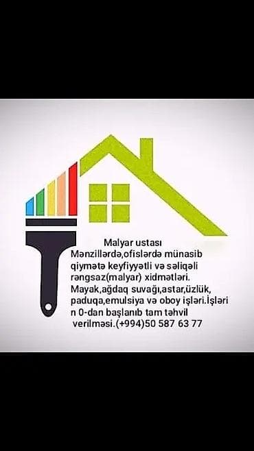 Мебельные услуги: Malyar və oboy ustası xidməti - Mənzillər, ofislər və obyektlər üçün — 1