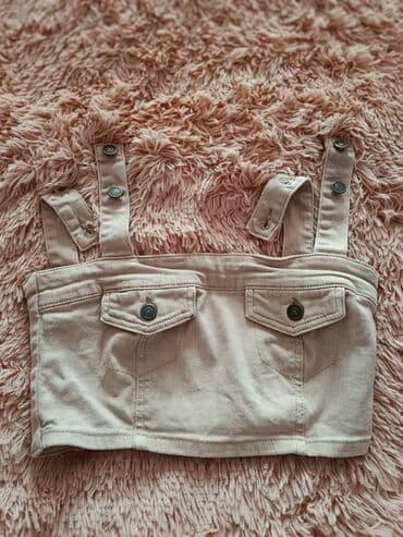 Hicab: Bej rəngli qısa top (korset üslubunda) - Material: cins/denim tipli — 3