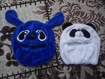 Kaska örtüyü, 2 model: - Mavi qulaqlı şən obraz - Panda dizaynı