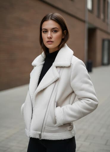 женские кожаные косухи: Stradivarius, L — 2