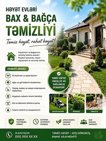 ev köməkçisi: Həyət evləri üçün Bax & Bağça Təmizliyi xidməti Təmiz həyət — 1