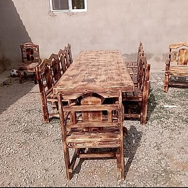 ustol ustul: Yeni, Dördbucaq masa, 4 stul, Açılmayan, Stullar ilə, Taxta, Azərbaycan — 8