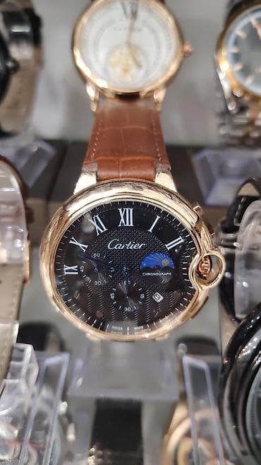 Наручные часы: Cartier kişi qol saatları – klassik Roma rəqəmləri və xronoqraf — 9