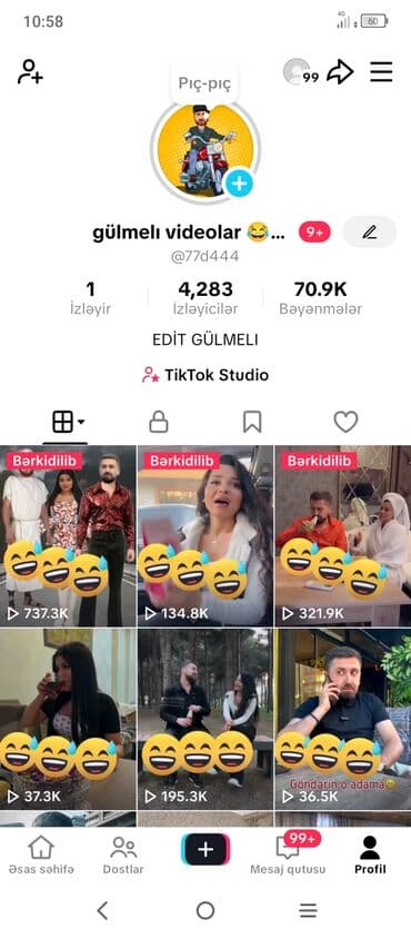 TikTok səhifəsi satılır – “gülməli videolar 😂” - Platforma: TikTok