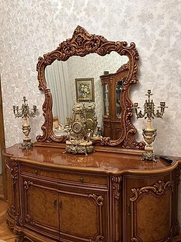 qapi taxta: Klassik üslubda vitrin-buffet dəsti ( 3) - Material: təbii ağac və — 5