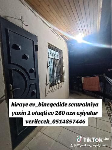 naftalan kiraye ev: 40 kv. m, 1 otaqlı, İnternet, Telefon, Qaz — 1