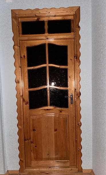 agac qapi: Taxta otaq qapısı – şüşəli dizayn - Material: təbii şam/kərgədan — 2