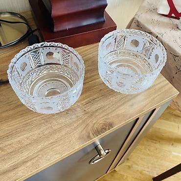 goz muncugu: Kristal şirniyyat qabları – 2 ədəd dəst - Material: qalın, şəffaf — 2