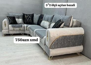 Künc divan – açılan, bazalı model - Ölçü: 3×2 m - Rəng: açıq-boz və lalafo.az -da Künc divan – açılan, bazalı model - Ölçü: 3×2 m - Rəng: açıq-boz və