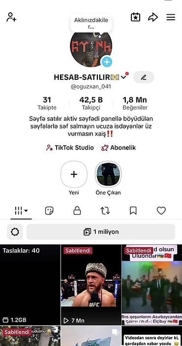 Satılır: hazır TikTok hesabı ( ilk başdan deyirəm fırıldaqçılar — 1
