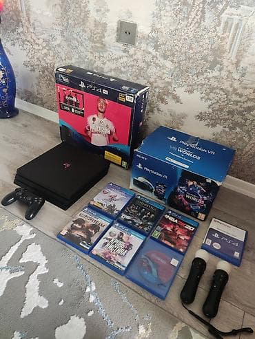super gün nar mobile: Ps4 pro 1tb yaddaw, 1 eded original pult 7 eder disk ve VR komplekt — 2