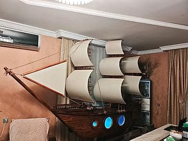 Velosiped aksesuarları: Böyük dekorativ yelkənli gəmi maketi - Material: təbii ağac — 1