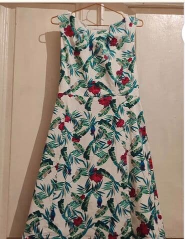 купить вечернее платье в баку: İki paltar dəsti 1) Tropik naxışlı yay paltarı - Rəng: ağ fon — 1