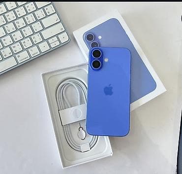 IPhone 16, 256 GB, Göy, Zəmanət, Simsiz şarj, Face ID