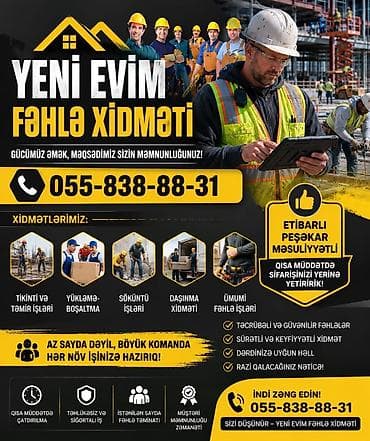 usta temir: “Yeni Evim” fəhlə və söküntü xidməti Xidmət sahələri: - Tikinti və — 1